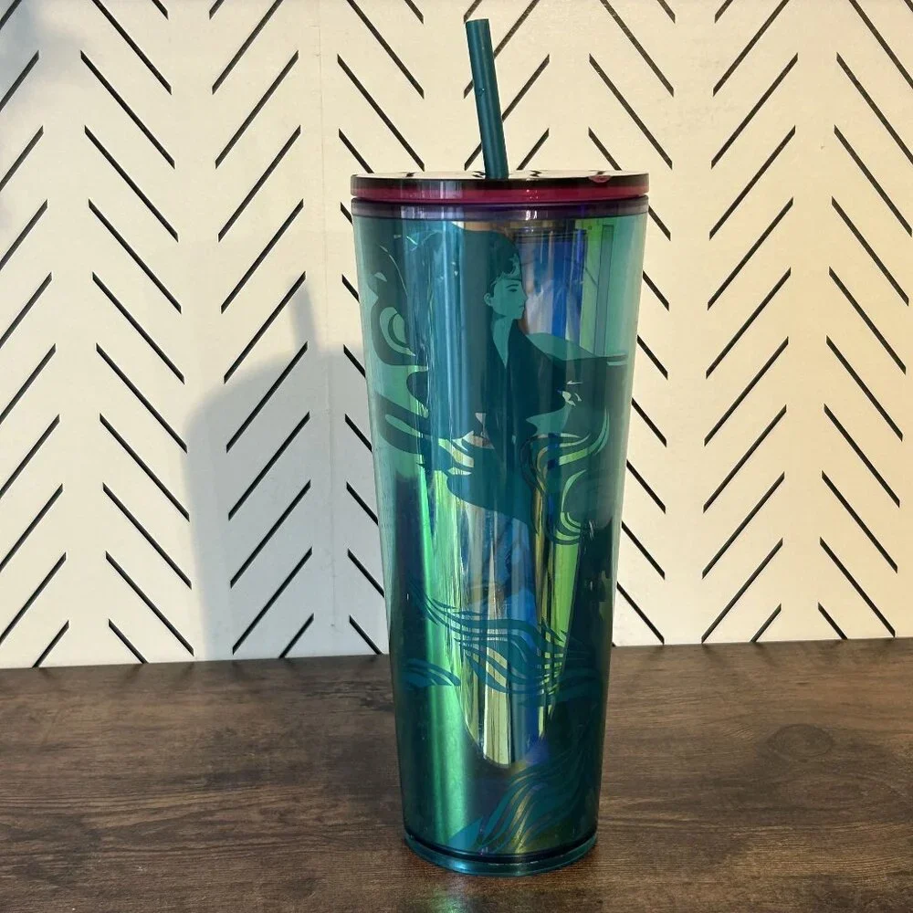 Starbucks 2023 Holographic Teal Glacier Oil Slick Siren Mermaid Cup Cold Tumbler